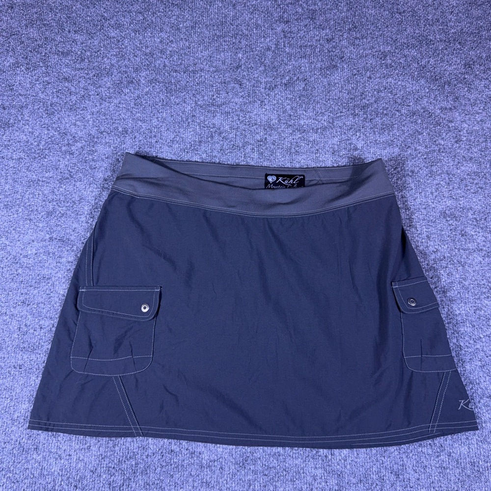 Kuhl Mountain Culture Women 8 Gray Hiking Skort Cargo Pockets Nylon Spandex